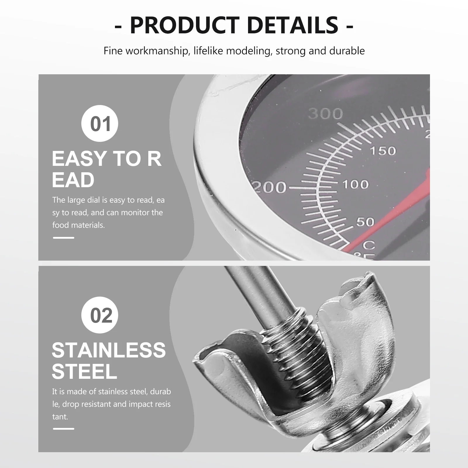 1 Stuks Rvs Oven Thermometer Bakken Bbq Voedsel Temperatuur Monitor Grote Wijzerplaat 100-700f Oven Thermometer