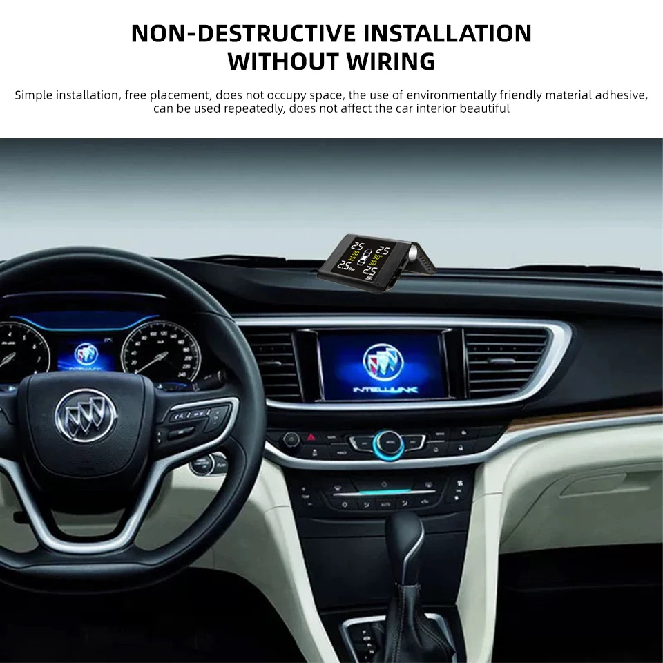 E-ACE K46 العالمي TPMS سيارة لاسلكية ضغط الإطارات 4 أجهزة استشعار عرض الشمسية الذكية ضغط الإطارات نظام مراقبة إنذار السيارات