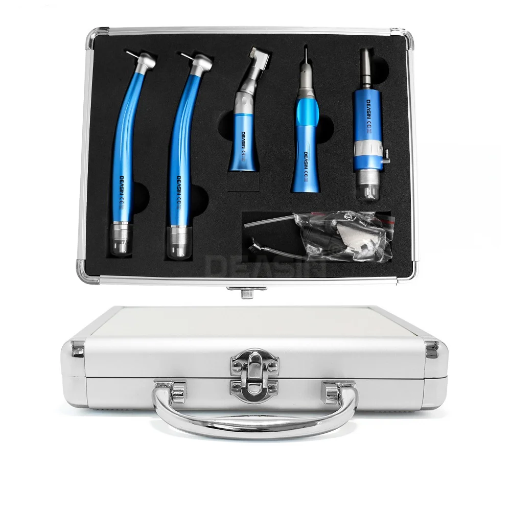5-teiliges Set Dental Hoch- & Niedriggeschwindigkeits-Handstücke, Bunte Gerade Winkelstücke, Luftmotor, Einweg-Wasserspray, Luftturbine 2/4 Löcher – Detail 8