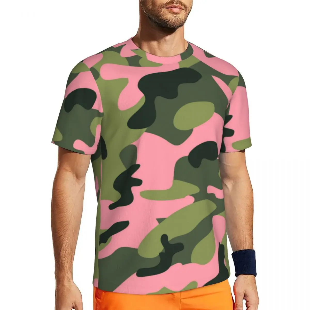 Army Camo Print T Shirt Green Pink Camouflage Fashion Gym T Shirts Short Sleeve Fast Dry Tshirt Summer Y2K Big Size Top Tees