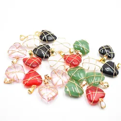 Wholesale 20pcs/lot good quality gold Color Wire Wrap handmade tree of life heart shape glass crystal mixed pendants free