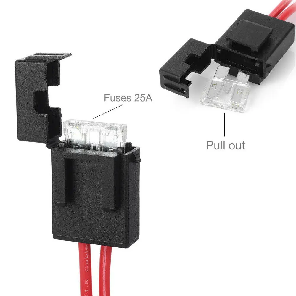 15A/25A  Car Battery Clamp-On Extension Charge Cable Car Lighter Socket To Battery Alligator Crocodile Clip With 3Pcs Fuse Cable