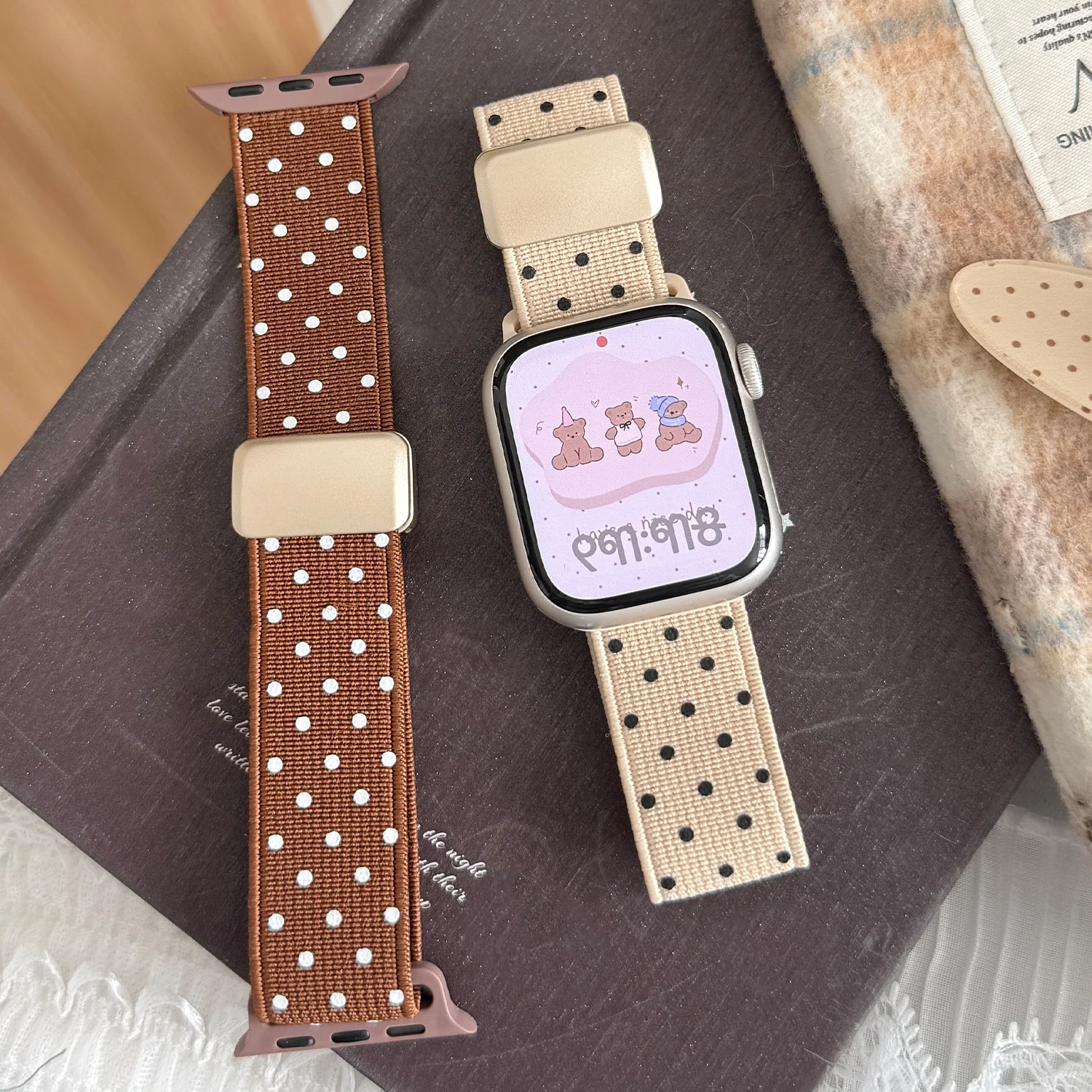 Polka Dot Pattern Straps For Apple Watch Series 11 10 9 8 7 6 5 Nylon Replaceable Bracelet For Iwatch 46mm 42mm 41mm 45mm 40mm