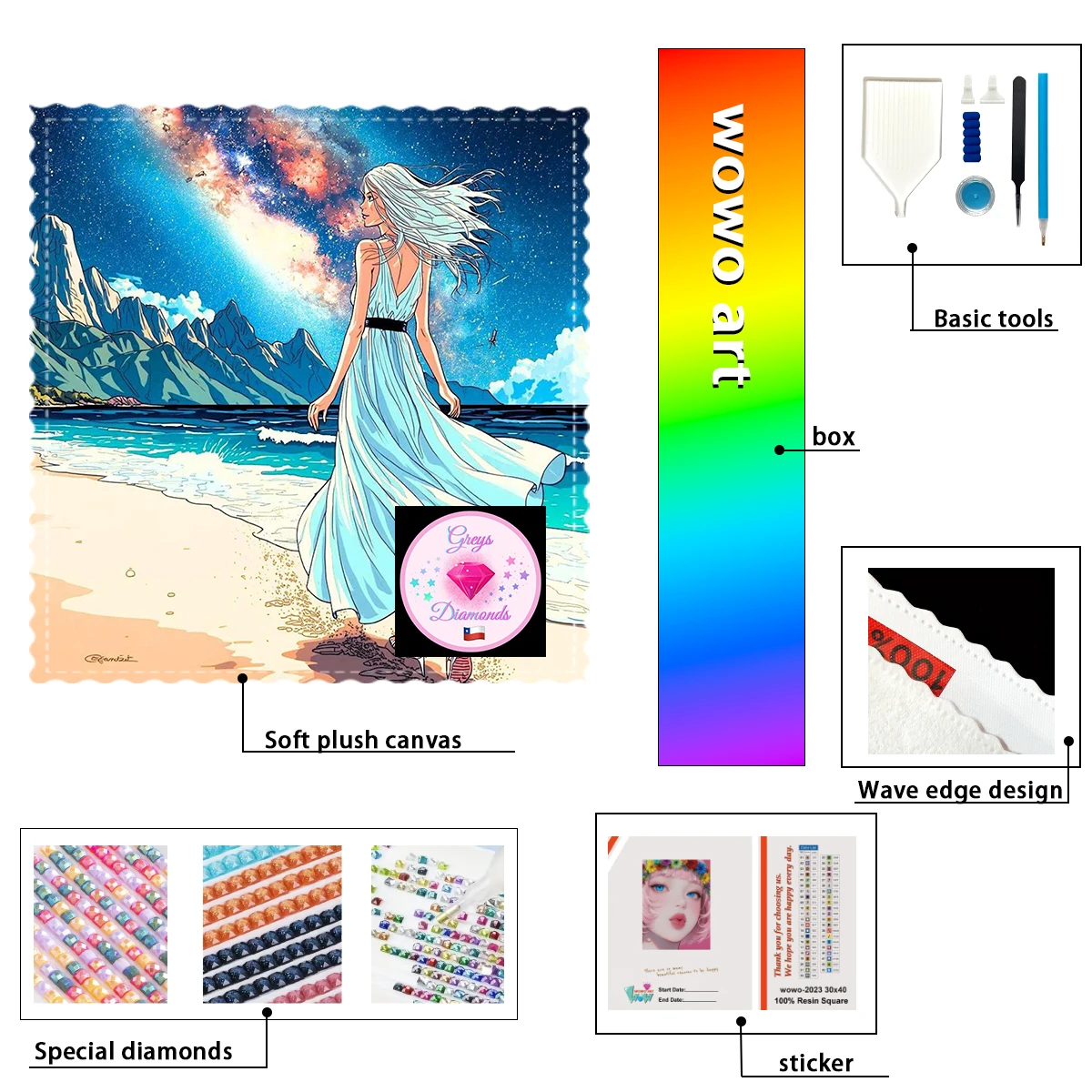 

【Gheys_ Diamond Art】Mujer mirando al cielo estrellado en la pl Crystal AB Rhinestone Fairy Dust Rhinestone Perfect Resin Diamond