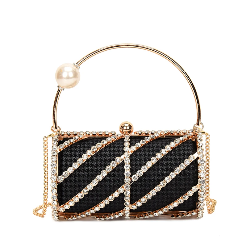 High Quality Dinner Bag for Women Diamond Shoulder Bags Golden Handle Hand Bag Designer Purses and Handbags Chain Crossbody Bag image 4