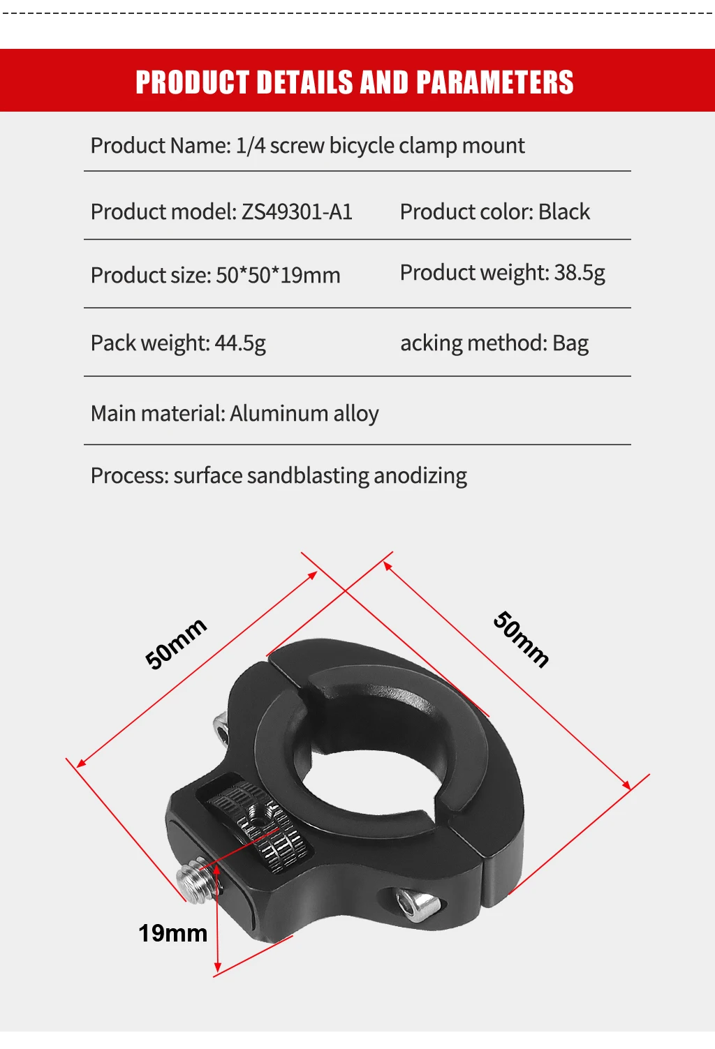 1/4 Schraube Motorrad Lenker Clip Halter Fahrrad Klemme Lenkrad Halterung Metall für Gopro 13 Insta360 DJI OSMO 360 Action Kamera – Detail 8