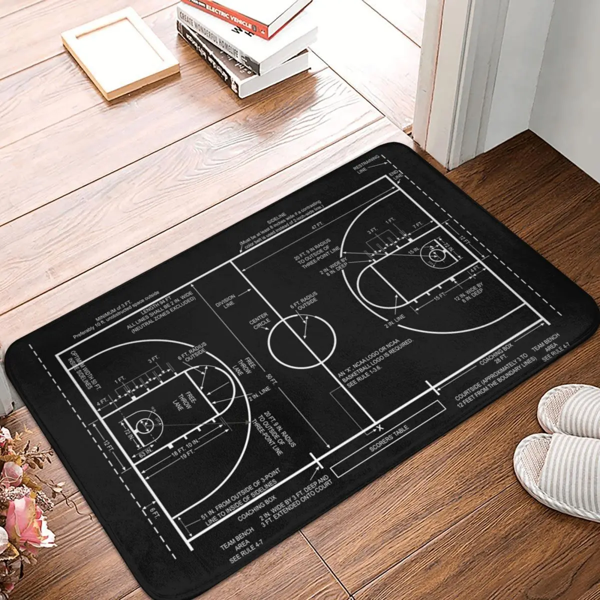 Basketball Court Non-slip Doormat Floor Mat Sand Scraping Carpet Rug for Kitchen Entrance Home Bathroom Living room Footpad Mats