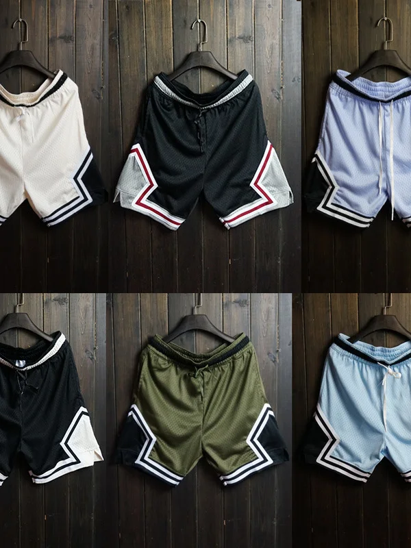 American Retro Basketball Sport Shorts Men's above Knee Loose Breathable Quick Dry Three Point Pants Summer Training Running ...