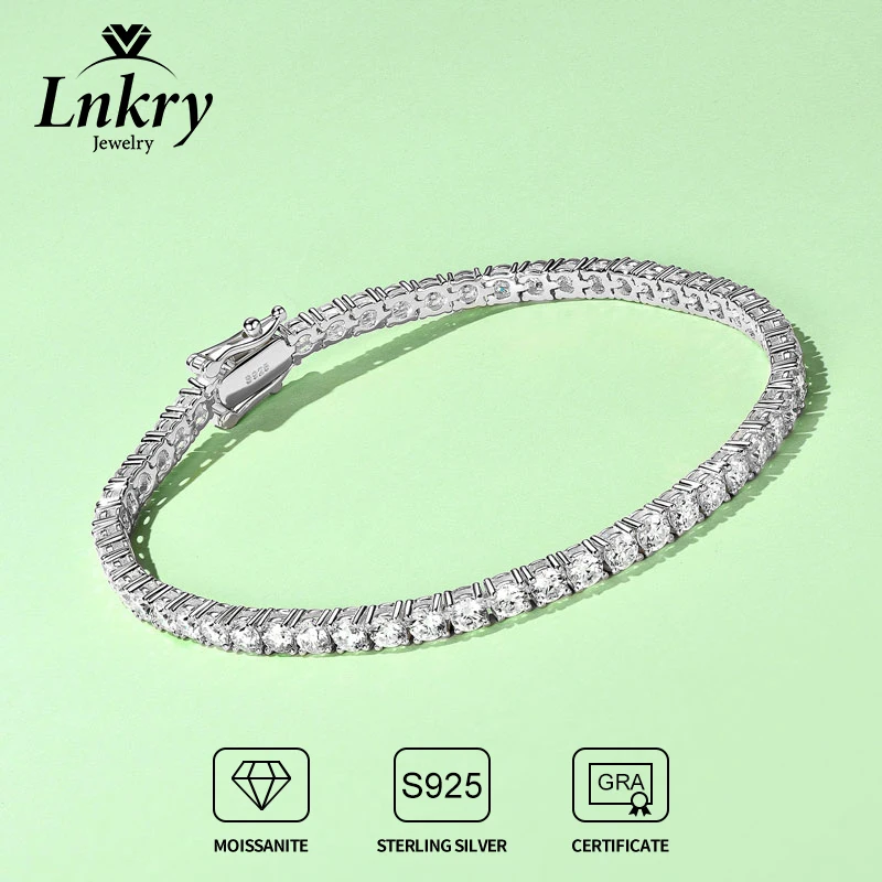 

Lnkry 3 мм теннисный браслет из муассанита с GRA оригинальные браслеты из стерлингового серебра s925 для женщин и мужчин, ювелирные изделия для свадебной вечеринки, подарок