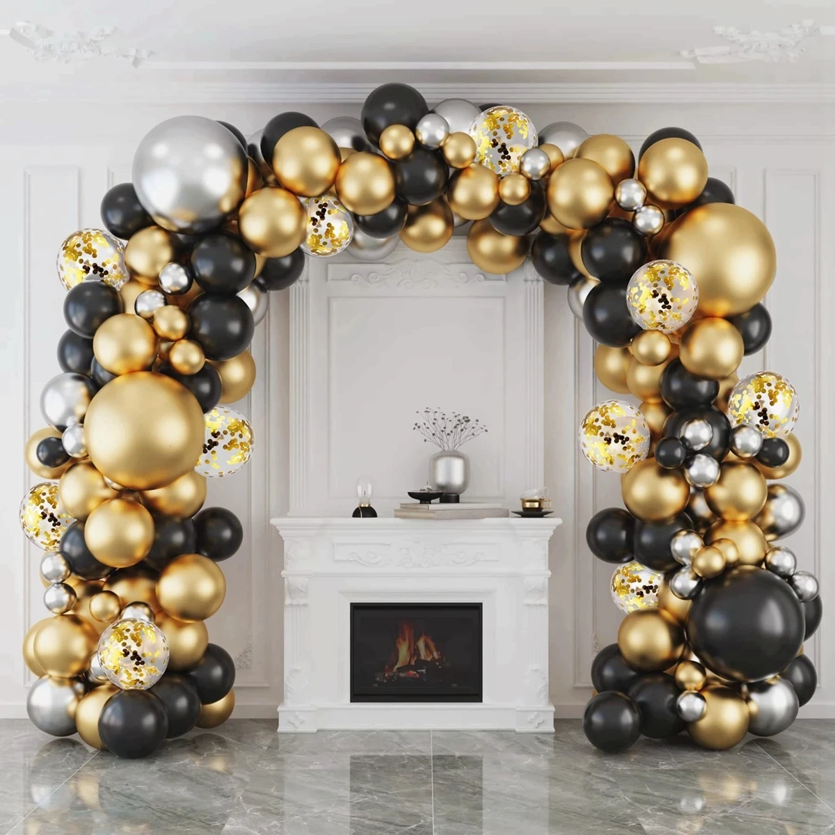 Black Gold Balloon Garland Arch Kit Latex Confetti Balloon Happy 30 40 50th Years Old Birthday Party Decor Birthday Anniversary