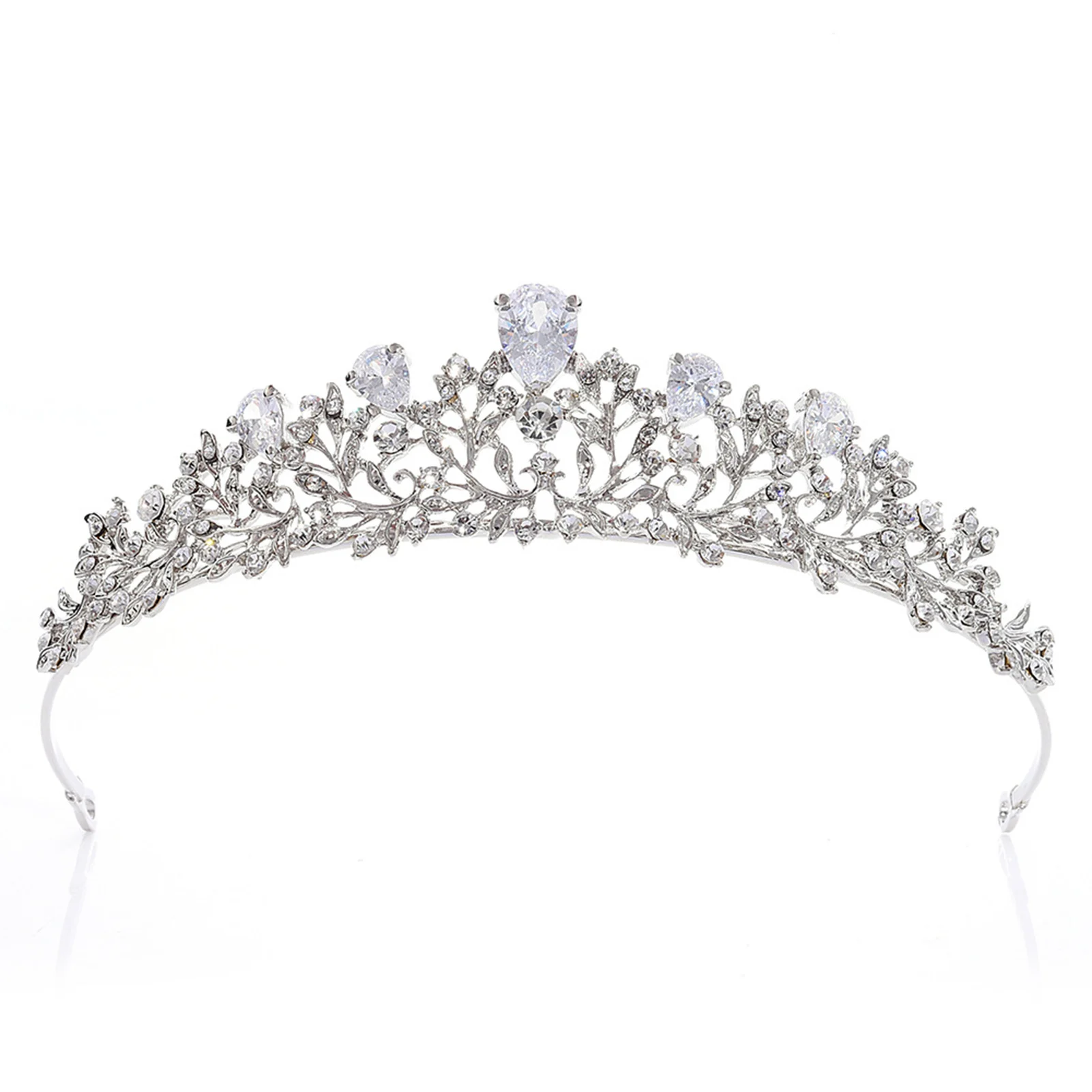 Princess Imitation Crystal Tiara Women Non-slip Large Round Lightweight Crown for Masquerade Ball Banquet Cosplay