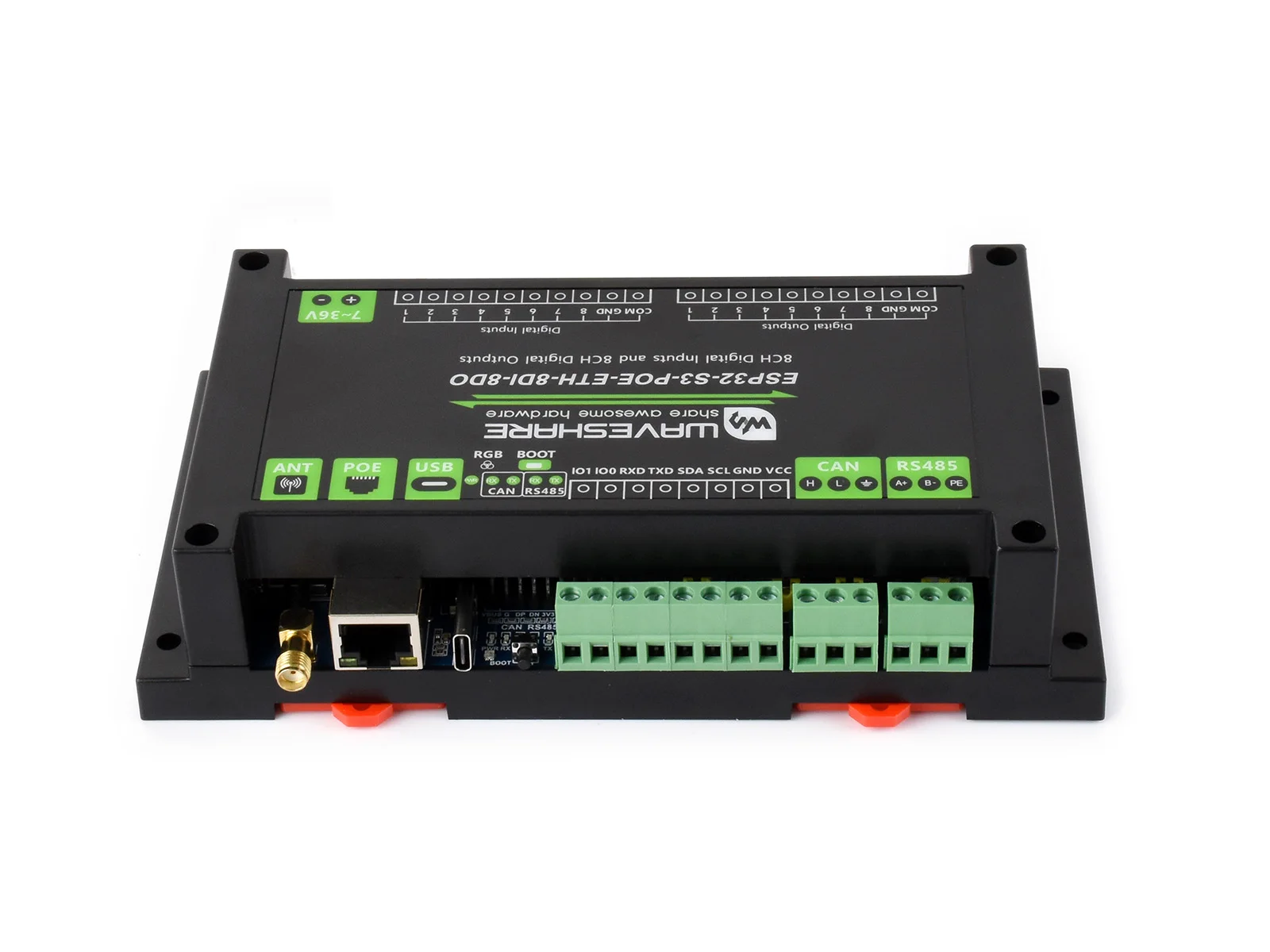 Scheda di controllo industriale ESP32-S3 con ingresso e uscita digitali a 8 canali, processore dual-core Xtensa LX7 a 32 bit integrato, fino a 2