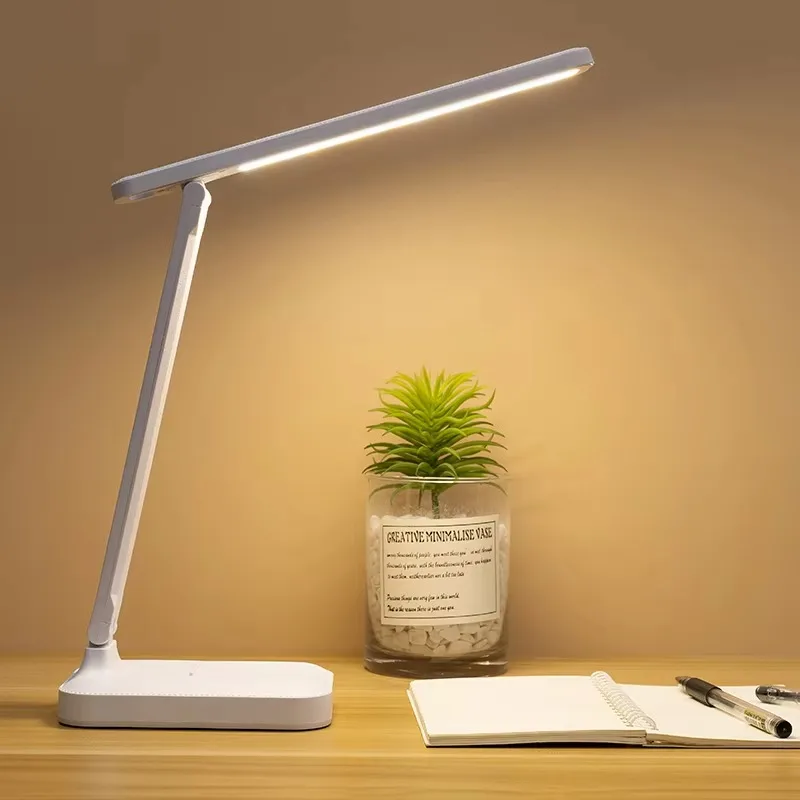 USB charging desk lamp LED three-color temperature light 800mAh library learning folding desk lamp