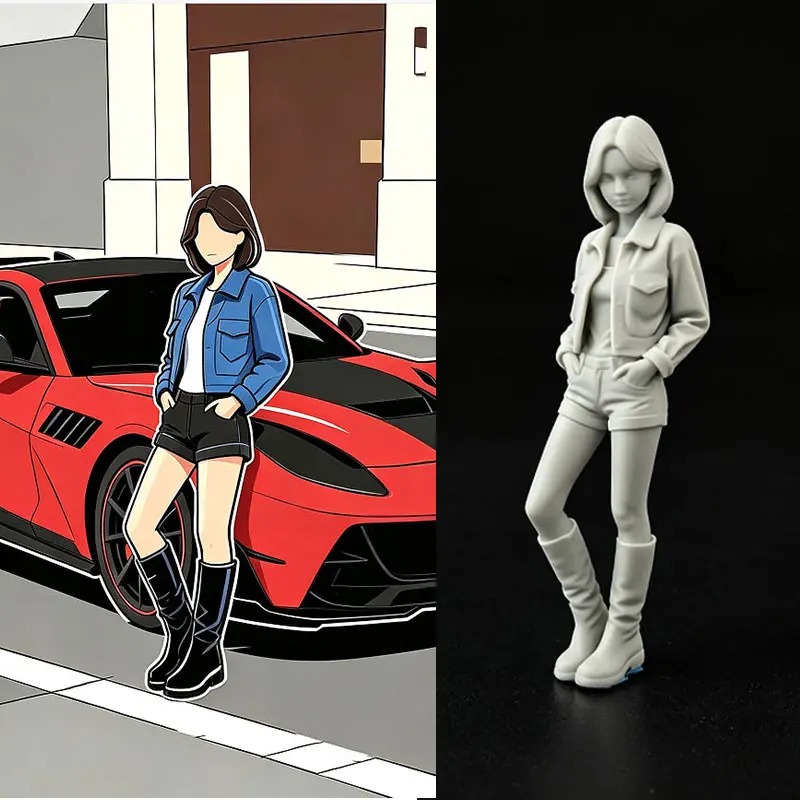 1/24 1/64 Scale Female Miniature Figure, Resin Model for Diorama Scene Layout Hobby Collection 1494