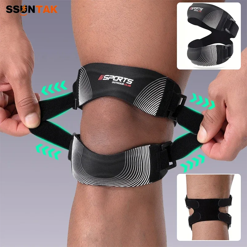

SSUNTAK Adjustable Patella Strap Compression Knee Brace Patellar Tendon Support for Meniscus Tear Shock Absorption Sports Unisex