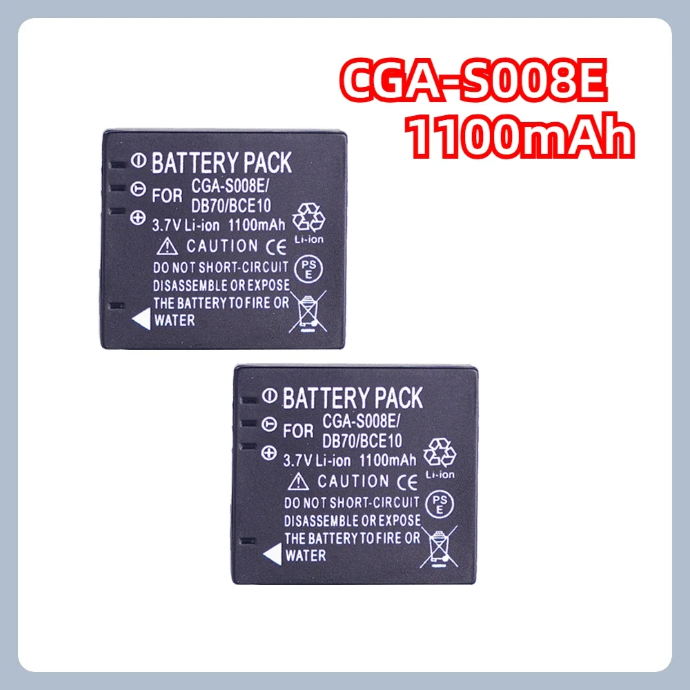 1100mAh 3.7V CGA-S008E Battery for Panasonic DMC-FS3 FS5 FS20 FX30 FX33 FX35 FX36 FX37 CGAS008E CGA S008E DMW-BCE10 DB70 Camera