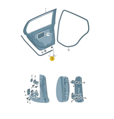 Rear Door Outer Seal Gasket For VW Golf 6 MK6 2009-2013  5K6839699B  5K6839700B