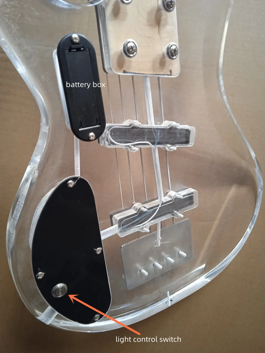 Electric Bass 5 string clear  LED light Acrylic Guitars