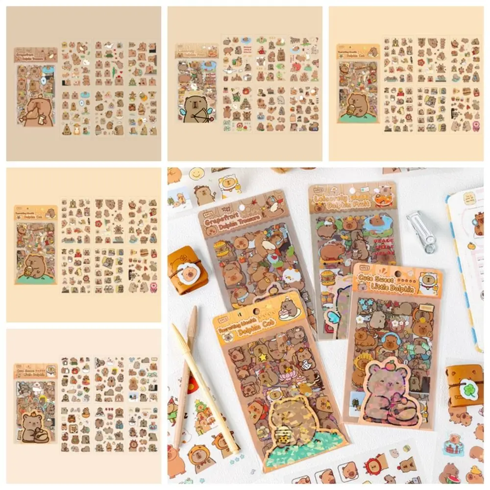 

6 Pcs/Bag Cute Capybara Hand Ledger Stickers Creative Aesthetic Scrapbooking DIY Material Cartoon Animal Waterproof