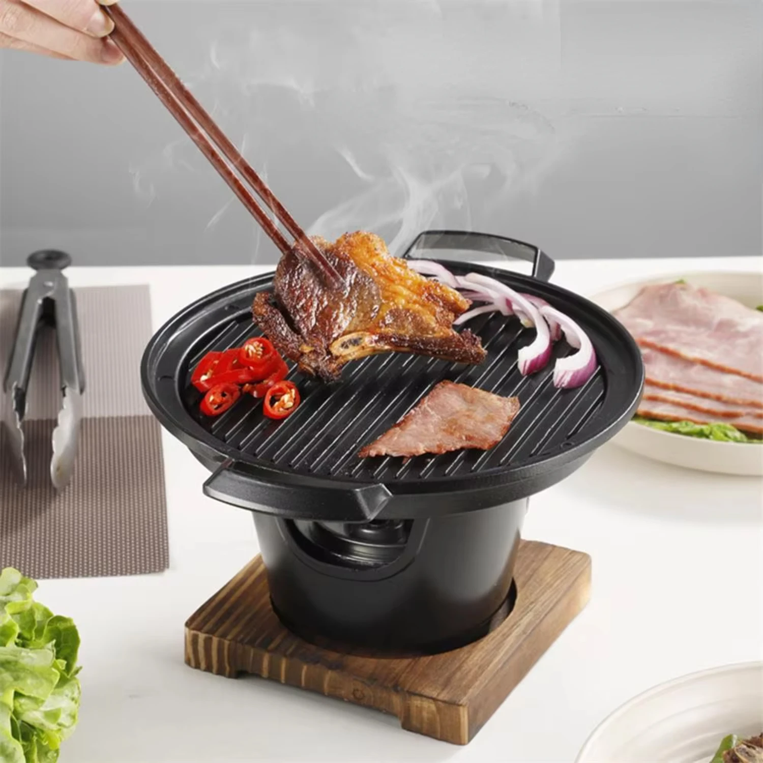 Mini Barbecue Oven Grill  Outdoor Camping Alcohol Stove BBQ Japanese One Person Cooking Garden Party Roasting Meat Tool