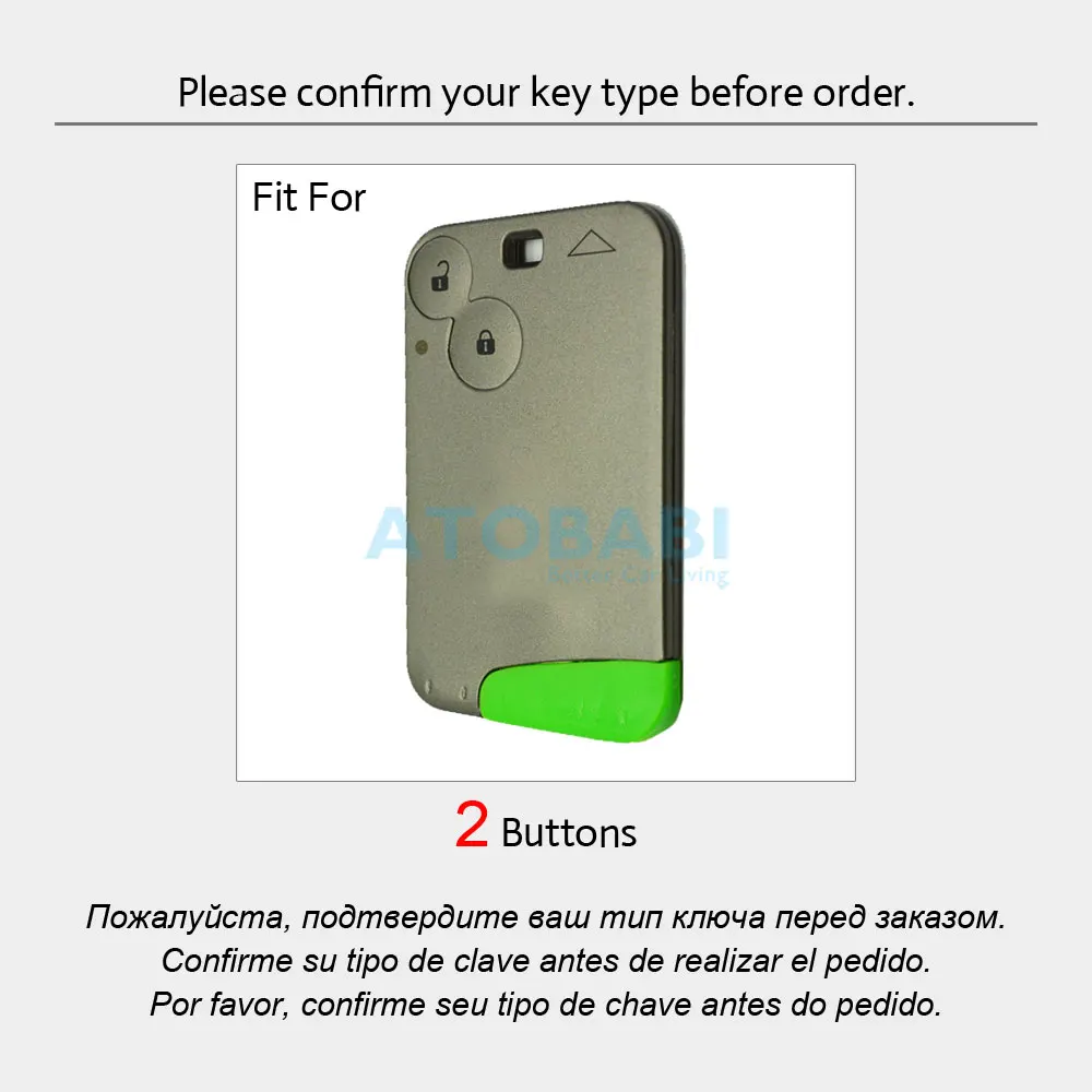 ATOBABI Leather Car Key Case Keychain For Renault Laguna II Vel Satis Espace 2004 2005 2 Buttons Smart Keyless Remote Fobs Cover