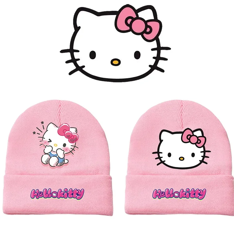 

Sanrio New Hello Kitty Knitted Hat Cosplay Men's and Women's Warm Knitted Hat Young Students Soft and Comfortable Winter Hat