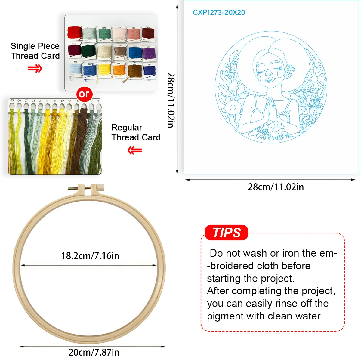 1 Stück 20X20CM/15X15CM 7,87/6,3 Zoll Stickerei-Starter-Kit für Damenhandtaschen DIY-Kit DIY-Stickerei-Kit Handarbeiten Nähkunst Nadelkunst – Detail 6