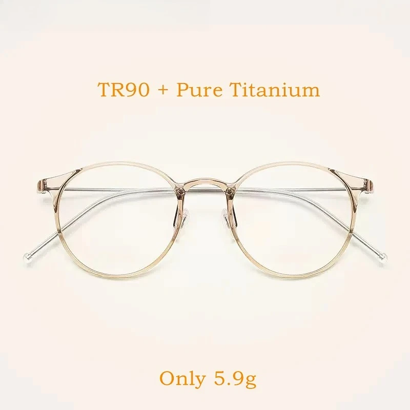 OLLYMURS جديد خفيف للغاية TR90 شفاف ريترو مستدير من التيتانيوم النقي إطار نظارات طبية بصرية للرجال والنساء