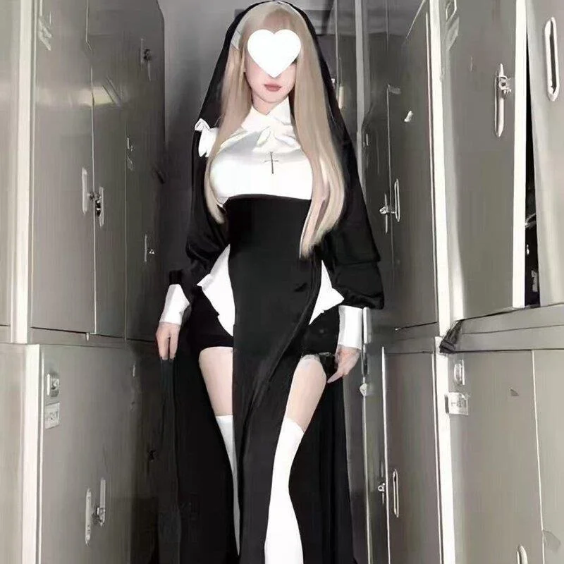 Bad Little Kitten Sweet And Spicy Nun Uniform Role-playing Set Cos Halloween plus Size Virginity Series Cross Sister Costume