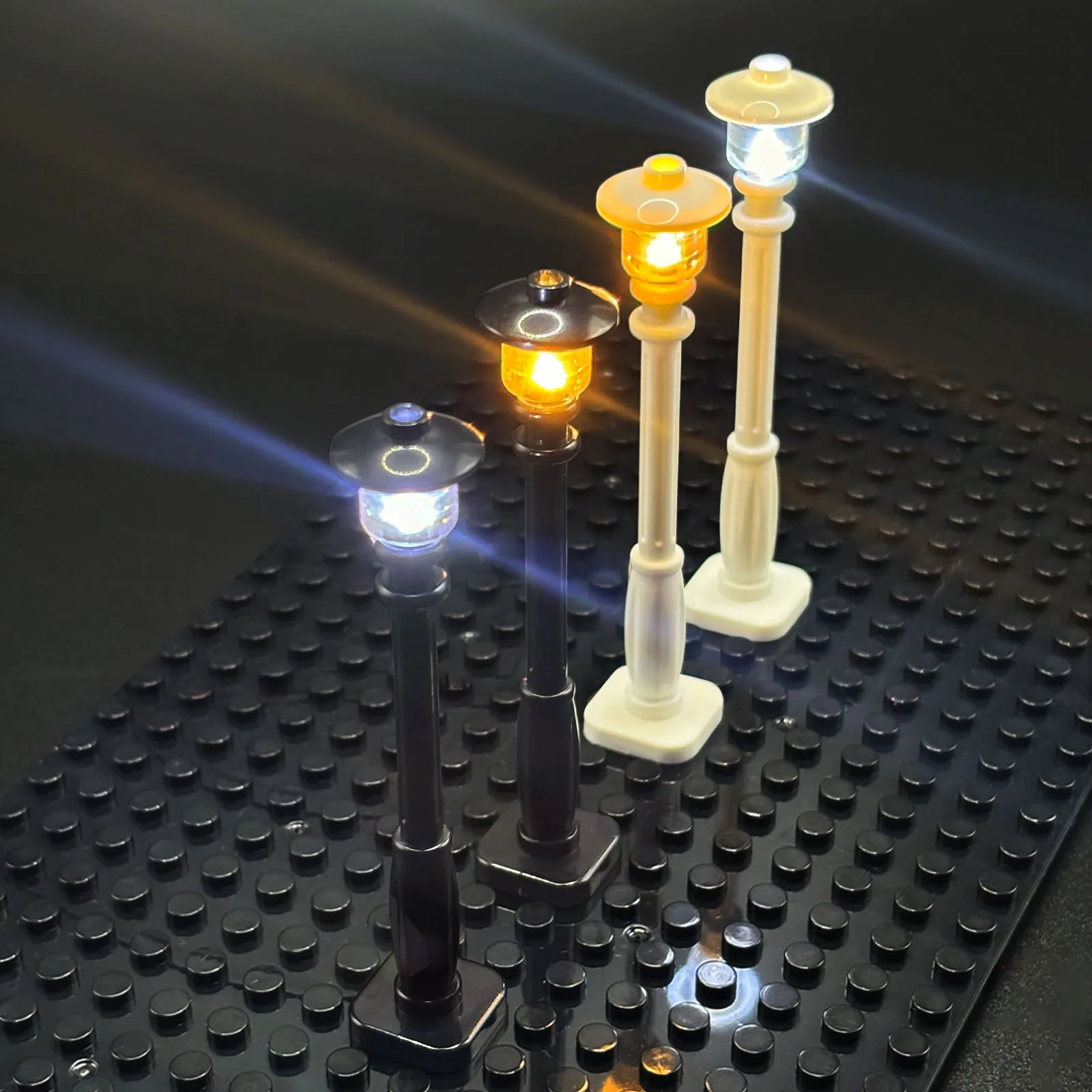 LYBMTWF 10 Stück LED leuchtende Stadtstraßenlaterne, USB-betrieben, Bausteinlampe, MOC-Beleuchtungszubehör (ohne Strom)