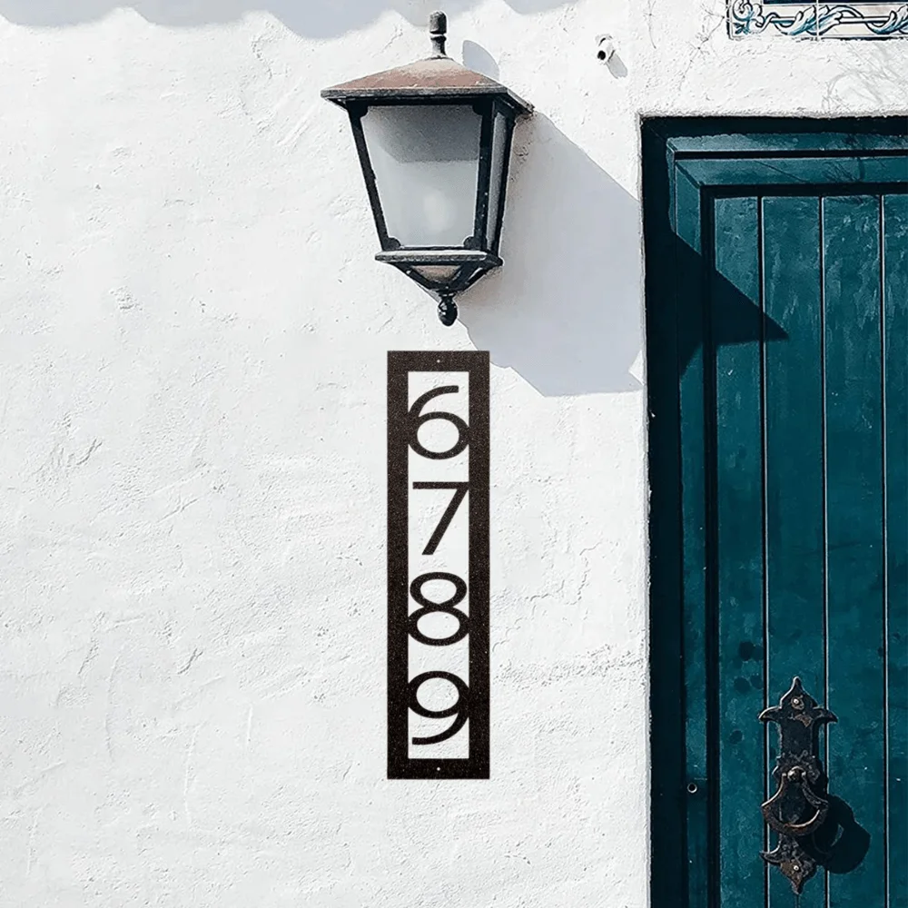 1pc Stijlvol verticaal huisnummerbord Modern Nouveau-lettertype Metalen plaat Chique cijfers voor hedendaagse verfijnde adresweergave