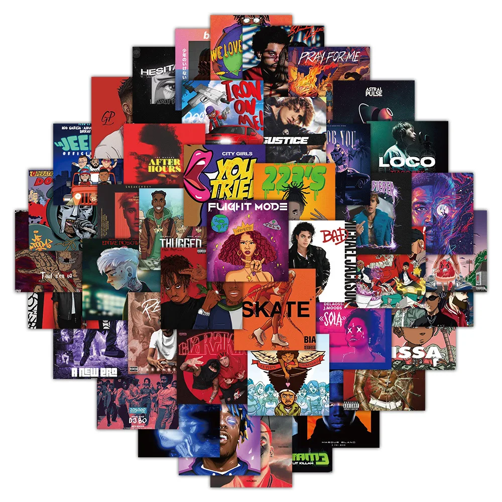 61/63 個のアルバムステッカー、ヨーロッパとアメリカの歌手の電話ケース、防水ファンコレクションギフト、ポータブルギター荷物用