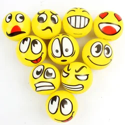 6 pz/lotto 6.3cm palla di schiuma sorridente spremere palla antistress giocattolo mano polso esercizio viso PU palle giocattolo per i bambini