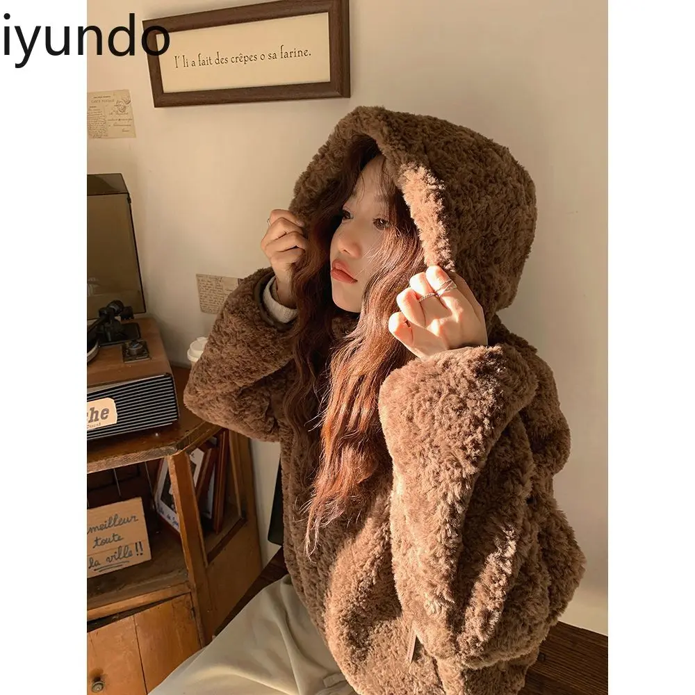 

New Imitation Rex Rabbit Fur Coat Women Autumn and Winter Thick Warm Fashion Hooded Lamb Wool Short Winter Jacket Women