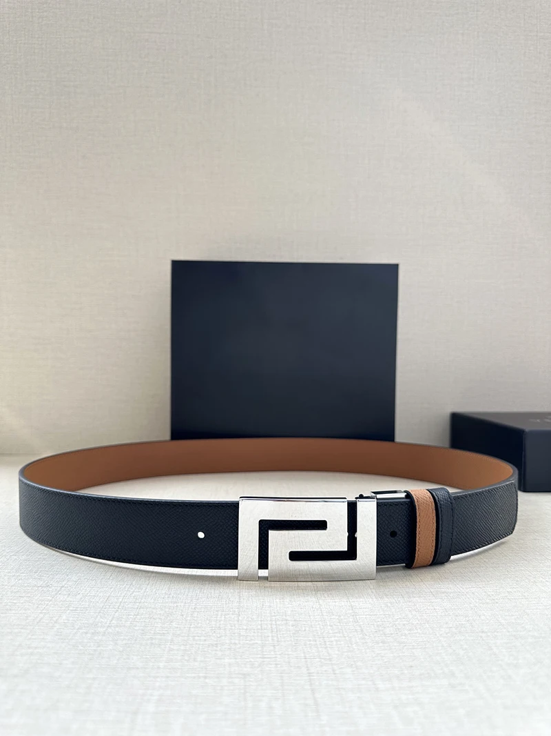 

New 2025 3.5cm Width Belt Men Palm Print Double Sided Soft Luxury Fashion Accessory Casual Belt Fashion Accessory Dress Belt