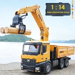 Huina 575 1/14 RC Dump Truck Alloy Engineering Professional Remote Control Timber Grapplo Car 26CH Kids Toys Vehicle Boy Gift