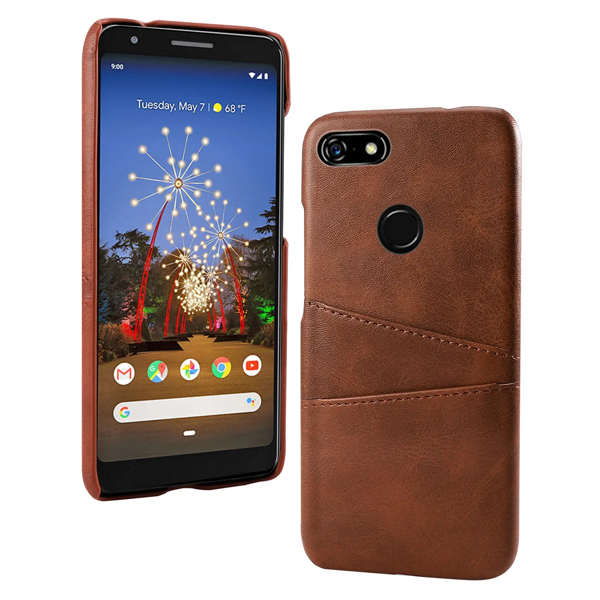 For Google Pixel 3A 3A XL Case Retro Calf Grain PU Leather Slim PC Hard Cover For Google Pixel 3 3 XL 2 2 XL 4 Case Card Slots