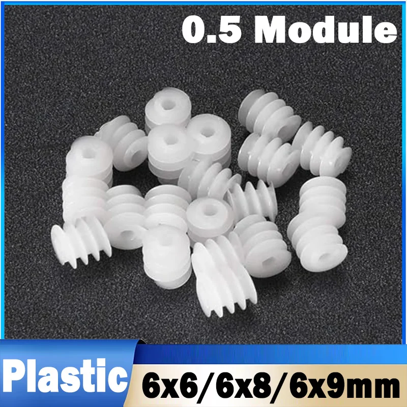 Beicai 20~500pcs 0.5 Module Plastic Worm 6x6/6x8/6x9mm For Diy Car Robot Motor Model Production Technology Toy Accessories