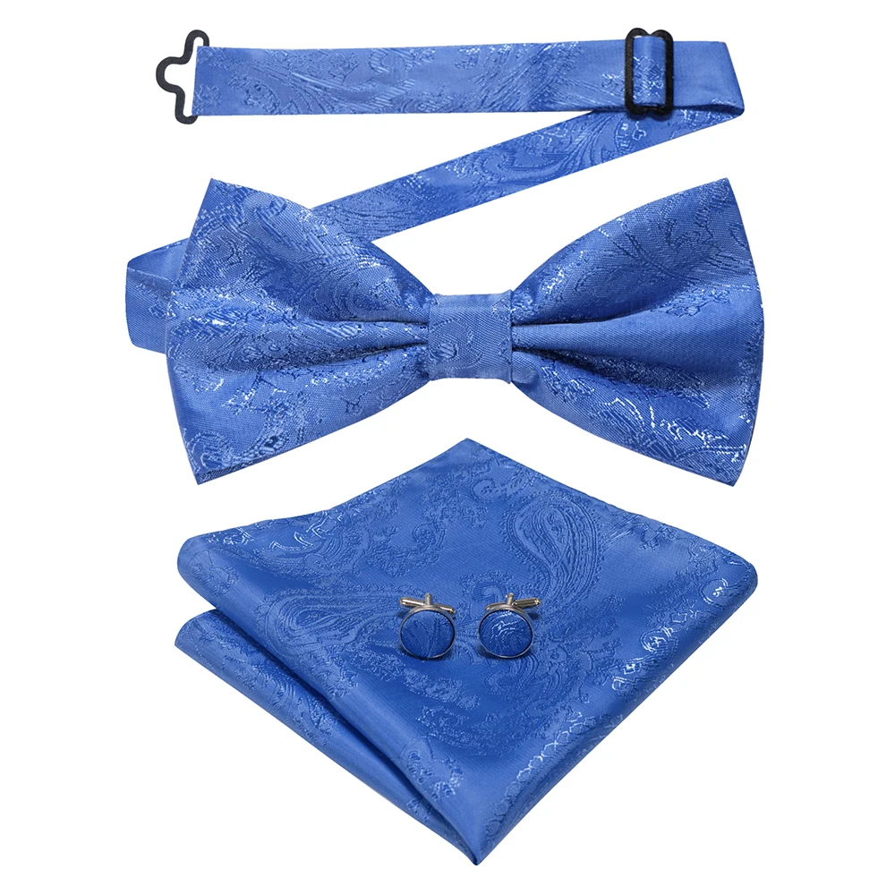 East epische neue Mode blau grün Paisley Fliege Set für Männer weiche Taschentuch Qualität Manschetten knopf Herren Accessoire Hochzeits geschenk – Detail 14