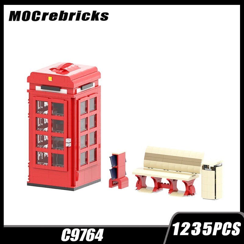 

MOC-155550 City Street View London Red Phone Box MOC Building Block Assembly Model Brick Toy Children's Christmas Gifts