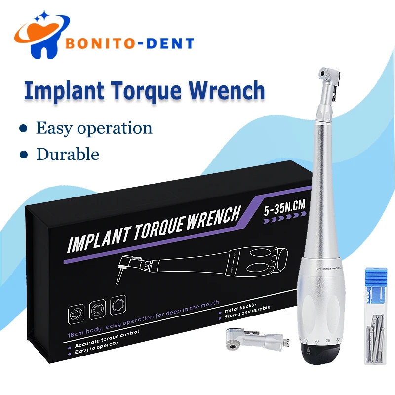 Chave de torque universal para implante dentário, kit de prótese de chave de fenda manual 5-35 ncm, ferramentas de reparo de odontologia para clínica dentária