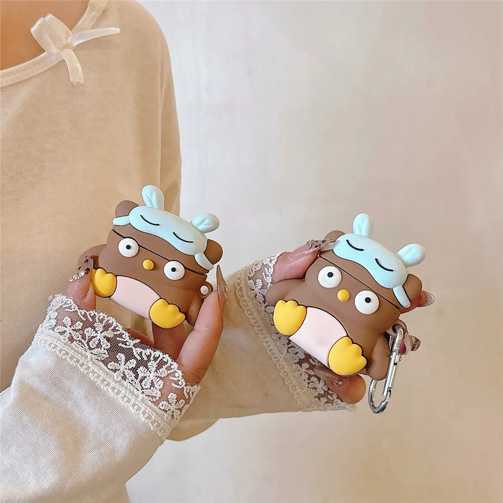 Funda protectora para auriculares inalámbricos, funda de silicona con dibujos animados creativos, búho, bolsa de decoración genial, para Airpods 4, 2024, 3 pro 2