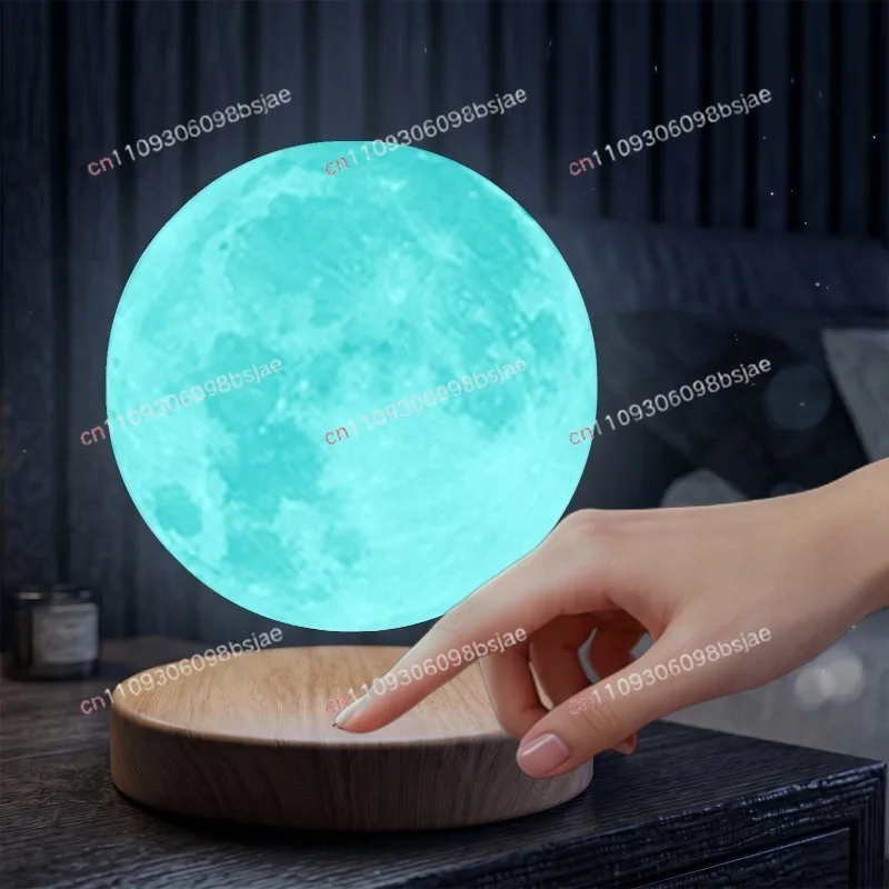 Multi-color exchangeable magnetic levitation ornament moon light colorful rotating highlight 6-inch  atmosphere light