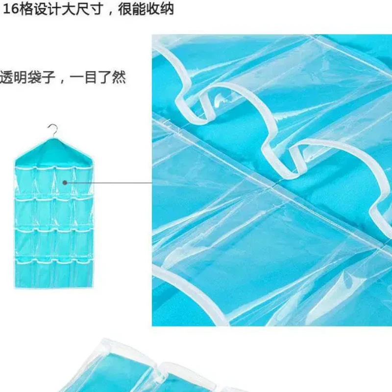 Hot 16Pockets WardrobePockets Clear Hanging Bag Socks Bra Underwear Stationery Rack Hanger Storage Saving Space Tidy Organizer