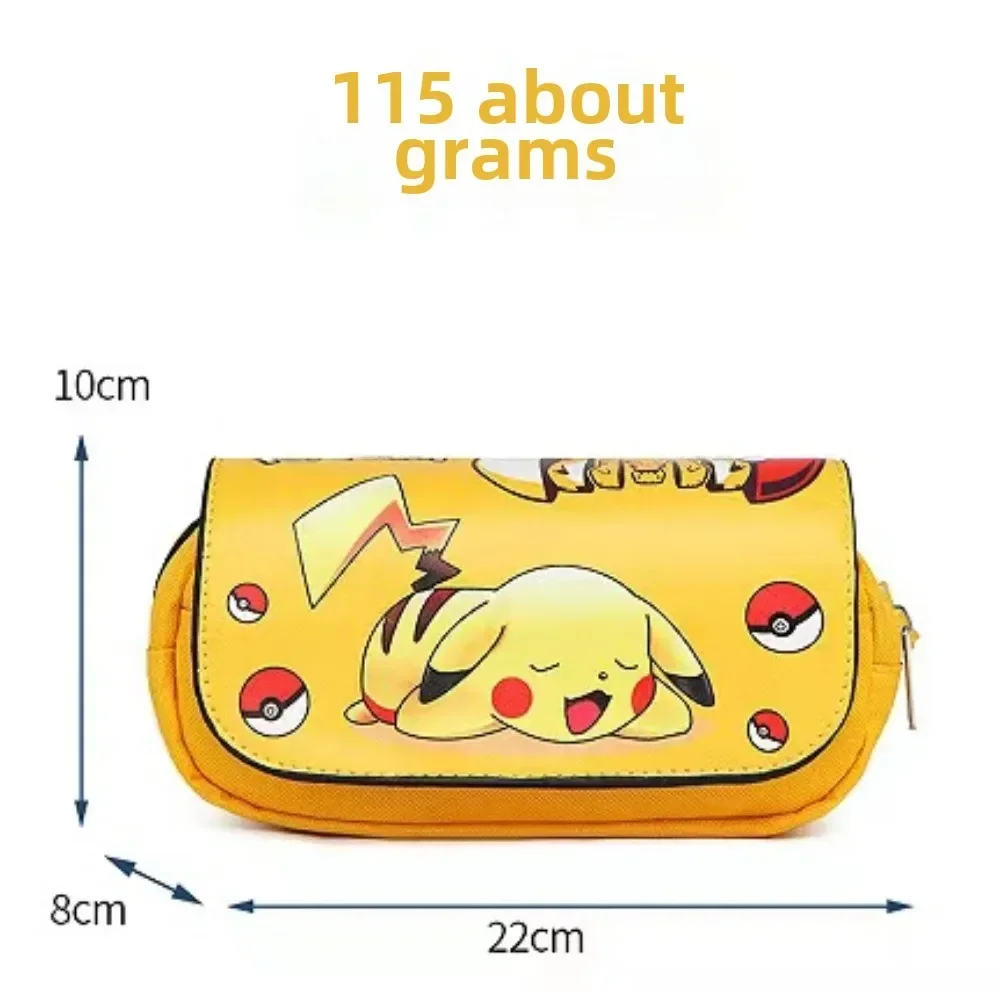 Anime cartoon Pikachu pencil case for primary and secondary school students, children's zipper pencil case, stationery box