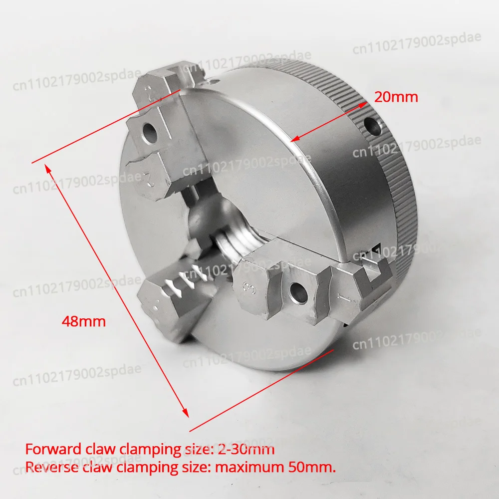48mm Mini Three Jaw Chuck for Lathe Bench GrinderElectric Drill Aluminum Alloy Self Centering Woodworking Turning Chuck