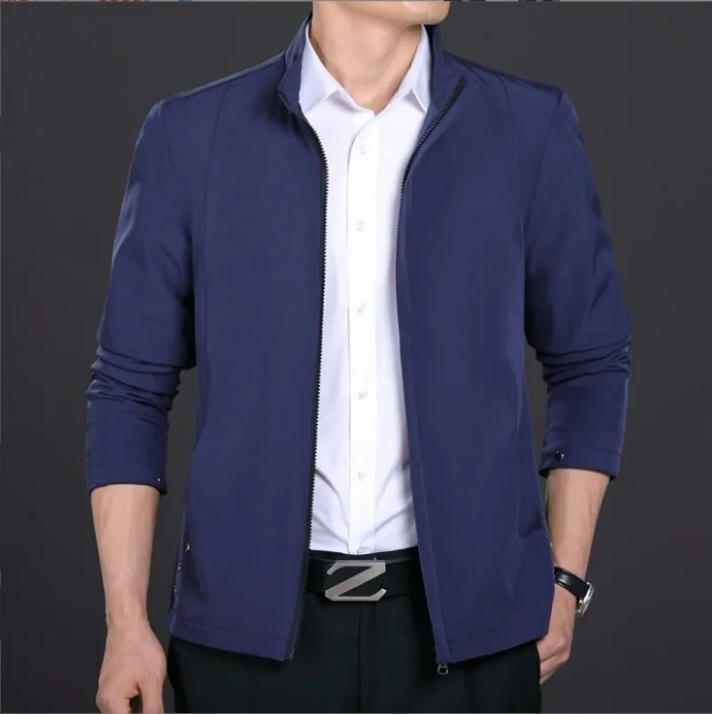 

2023 Spring Summer Men's Casual Jacket Solid Fashion Slim Fit Bomber Jackets Male Business Jackets New Arrival Stand Collar Coat