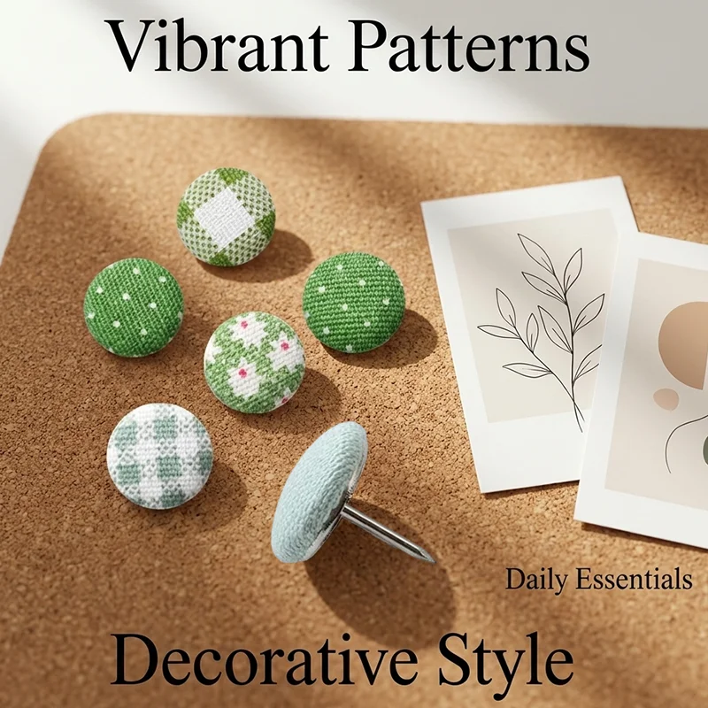 5Pcs/15Pcs Fresh Fabric Push Pins, Multi-Colored Fabric Thumbtacks, Cork Board Decorative Push Pins, Student and Office Photo Wall Marking and Fixing Tools, Cork Board Photo Wall Decorative Push Pins, Creative Cute Push Pins, Office and Study Marking and Fixing Essentials