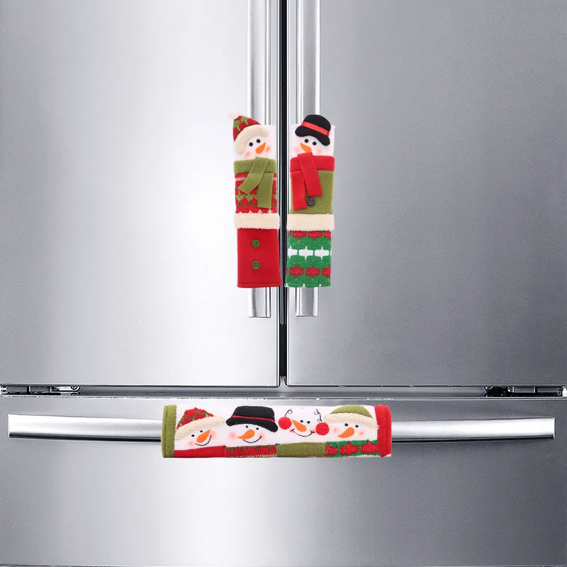 Refrigerator handle cover handle gloves anti-static double door handle anti-collision snowman fabric protective cover