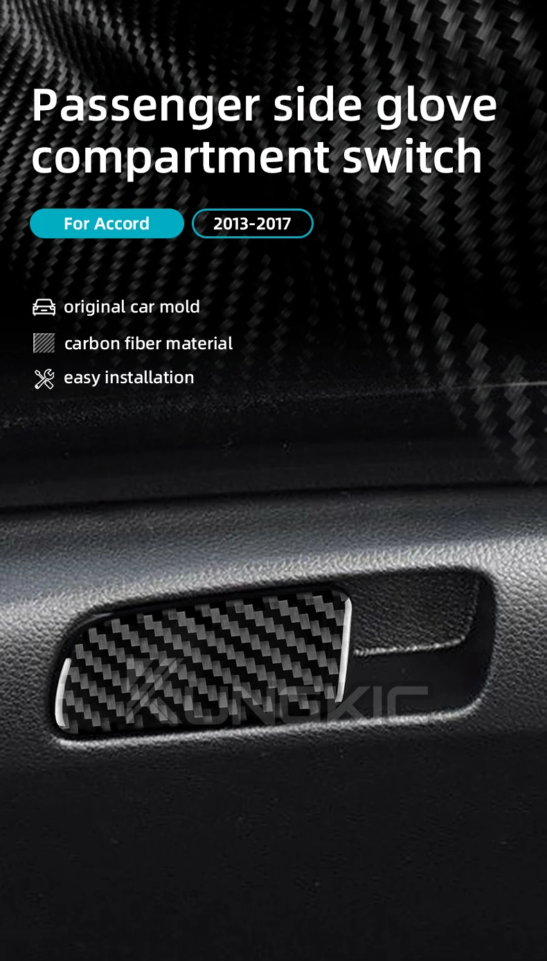 Echter, weicher Carbonfaser-Aufkleber für Honda Accord 2013 2014 2015 2016 2017 LHD, Zubehör für den Schalterrahmen der Handschuhbox. – Detail 1